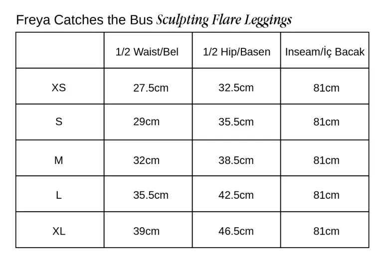 Freya Catches The Bus Toparlayıcı Flare Tayt beden tablosu 1