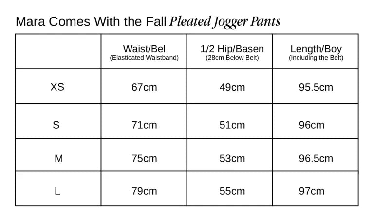 Mara Comes With the Fall Pileli Pantolon beden tablosu 1